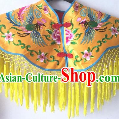 Chinese Witchcraft Performance Yellow Cappa Folk Dance Embroidered Tippet Sacrifice God Dancing Clothing