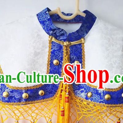 Chinese Folk Dance God White Brocade Tippet Sacrifice Dancing Clothing Witchcraft Performance Cappa