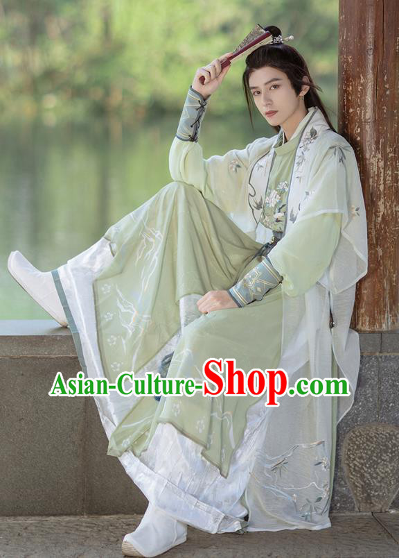 Chinese Male Hanfu Song Dynasty Costumes Ancient Swordsman Green Clothing Chinese Male Hanfu Song Dynasty Costumes Ancient Swordsman Green Clothing