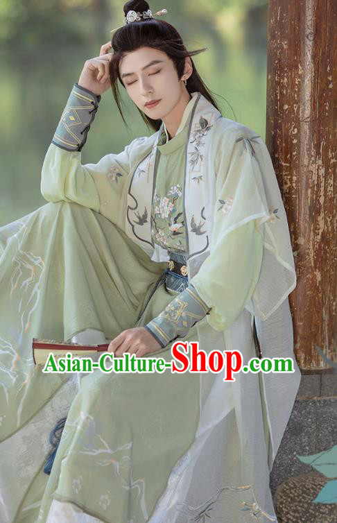 Chinese Male Hanfu Song Dynasty Costumes Ancient Swordsman Green Clothing Chinese Male Hanfu Song Dynasty Costumes Ancient Swordsman Green Clothing