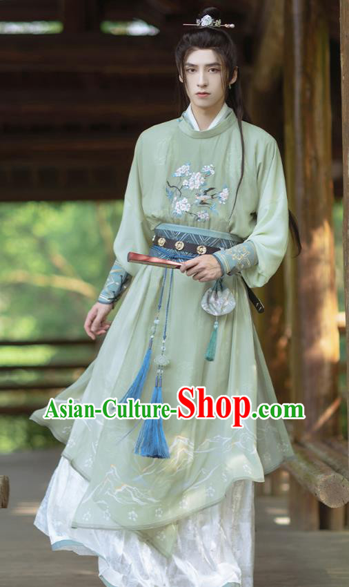 Chinese Male Hanfu Song Dynasty Costumes Ancient Swordsman Green Clothing Chinese Male Hanfu Song Dynasty Costumes Ancient Swordsman Green Clothing