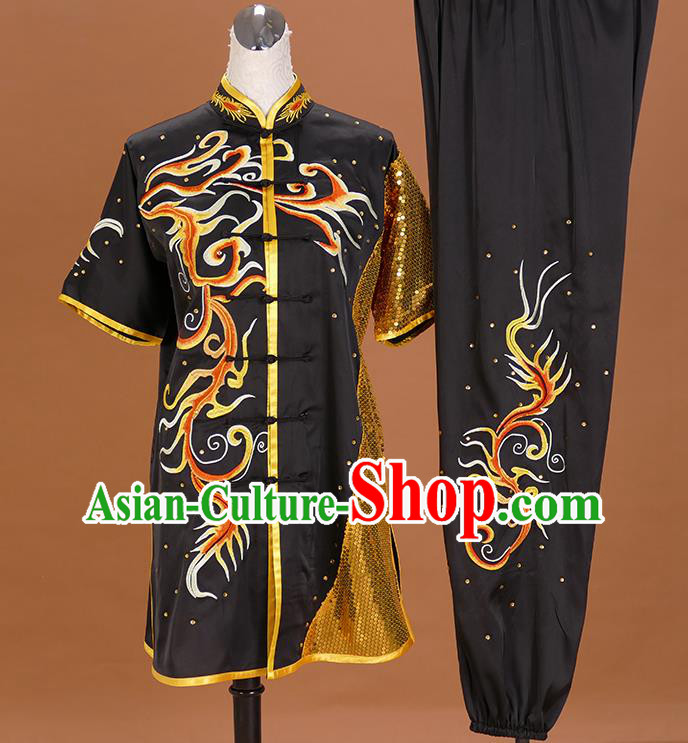 Chinese Changquan Competition Clothing Wushu Uniform Kongfu Performance Black Outfit Chinese Changquan Competition Clothing Wushu Uniform Kongfu Performance Black Outfit