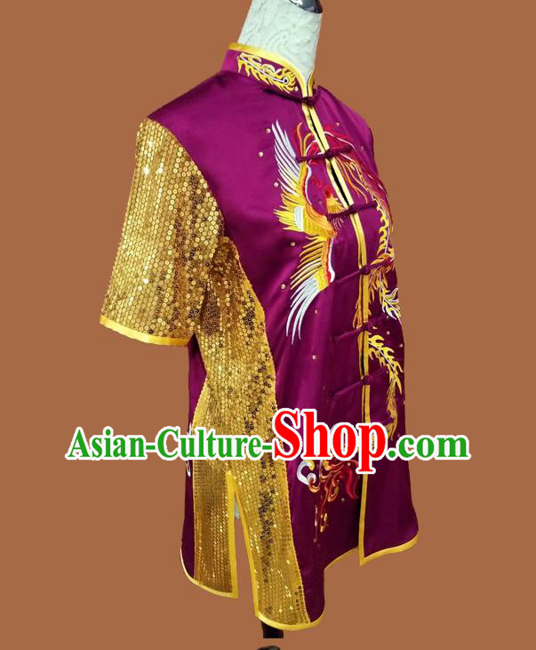 Chinese Wushu Tournament Uniform Kongfu Performance Purple Outfit Chang Quan Competition Clothing Chinese Wushu Tournament Uniform Kongfu Performance Purple Outfit Chang Quan Competition Clothing