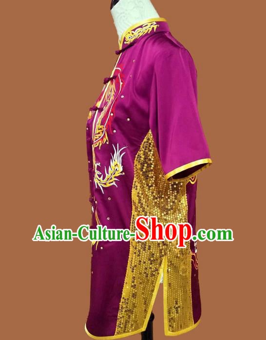 Chinese Wushu Tournament Uniform Kongfu Performance Purple Outfit Chang Quan Competition Clothing Chinese Wushu Tournament Uniform Kongfu Performance Purple Outfit Chang Quan Competition Clothing