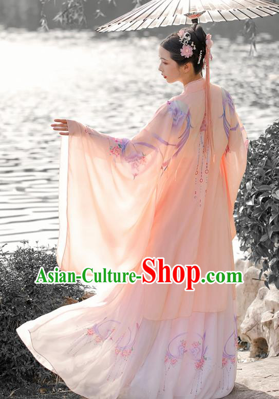 China Song Dynasty Woman Garment Costumes Traditional Hanfu Dresses Ancient Princess Pink Clothing China Song Dynasty Woman Garment Costumes Traditional Hanfu Dresses Ancient Princess Pink Clothing