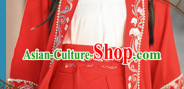 China Traditional Young Lady Hanfu Dresses Ancient Woman Clothing Song Dynasty Red Garment Costumes China Traditional Young Lady Hanfu Dresses Ancient Woman Clothing Song Dynasty Red Garment Costumes