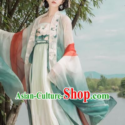 China Traditional Ruqun Green Hanfu Dress Ancient Fairy Costumes Tang Dynasty Imperial Consort Clothing