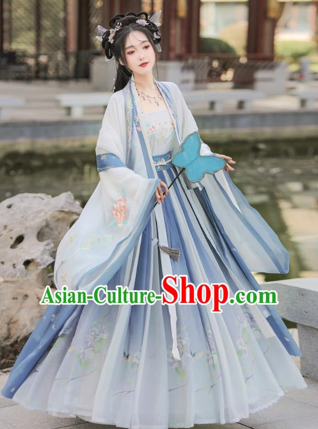 China Song Dynasty Royal Princess Clothing Traditional Ruqun Blue Hanfu Dress Ancient Fairy Costumes China Song Dynasty Royal Princess Clothing Traditional Ruqun Blue Hanfu Dress Ancient Fairy Costumes