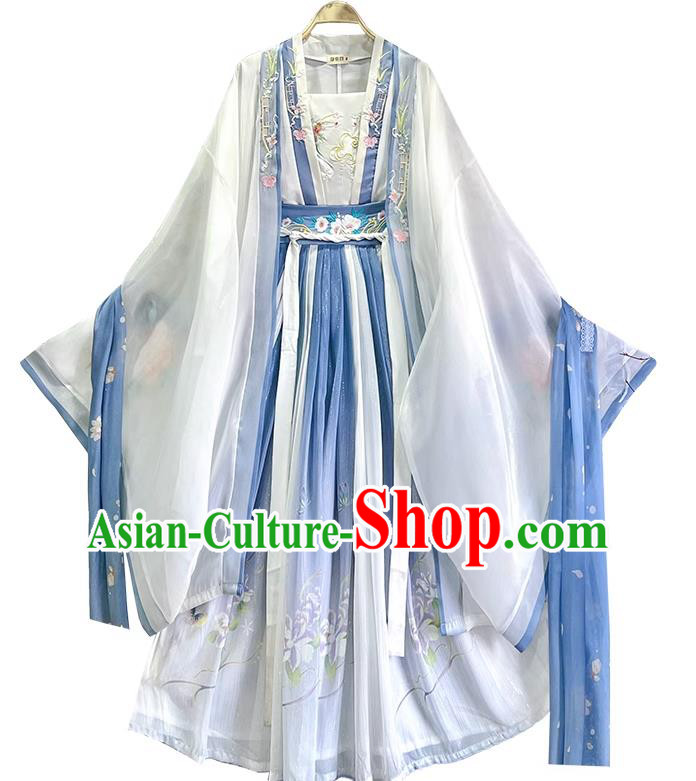 China Song Dynasty Royal Princess Clothing Traditional Ruqun Blue Hanfu Dress Ancient Fairy Costumes China Song Dynasty Royal Princess Clothing Traditional Ruqun Blue Hanfu Dress Ancient Fairy Costumes