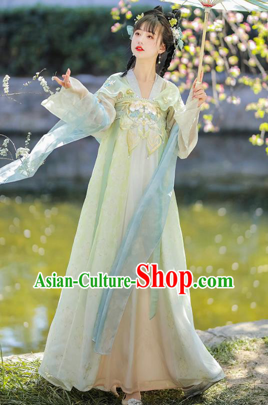 China Hanfu Green Dresses Ancient Young Lady Clothing Traditional Costumes China Hanfu Green Dresses Ancient Young Lady Clothing Traditional Costumes