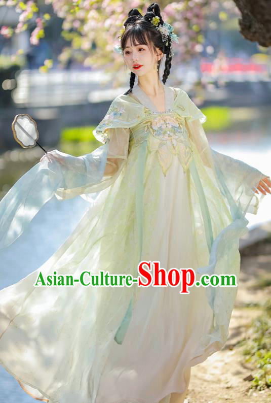 China Hanfu Green Dresses Ancient Young Lady Clothing Traditional Costumes China Hanfu Green Dresses Ancient Young Lady Clothing Traditional Costumes