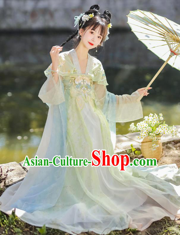 China Hanfu Green Dresses Ancient Young Lady Clothing Traditional Costumes China Hanfu Green Dresses Ancient Young Lady Clothing Traditional Costumes