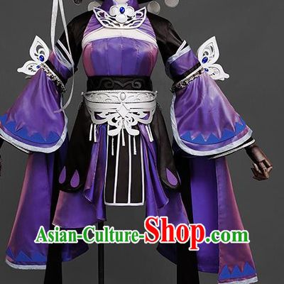 Cosplay Five Deadly Venoms Lady Garments Jian Xia Qing Yuan Ethnic Witch Clothing Ancient Swordswoman Costumes and Headdress