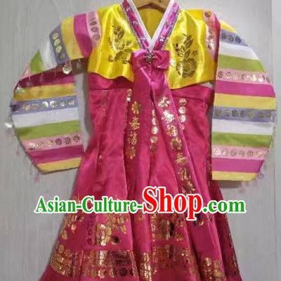 Korean Ethnic Group Hand Drum Dance Dress Little Girl Stage Performance