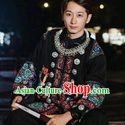 Ethnic Minority Dong Zhuang Miao Costume Male Stage Performance National Costume