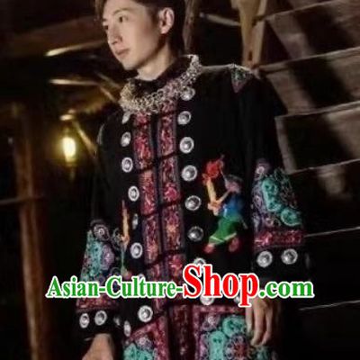 Ethnic Minority Dong Zhuang Miao Costume Male Stage Performance National Costume