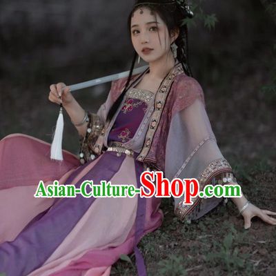 Zixuan Hanfu Women Song Dynasty Short Pair Of Cardigans With Slings And Half Sleeved Vests Twelve Torn Skirts