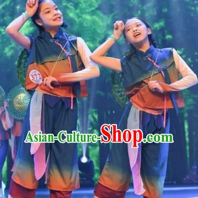 Dance Costume Children Fisherman Hope Field Harvest Rice Field Performance Costume
