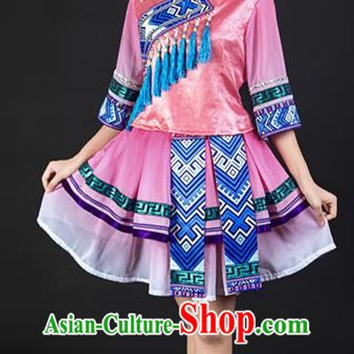 Pink Suit Ethnic Minority Clothing Zhuang Costume Double Skirt