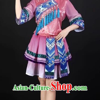 Pink Suit Ethnic Minority Clothing Zhuang Costume Double Skirt