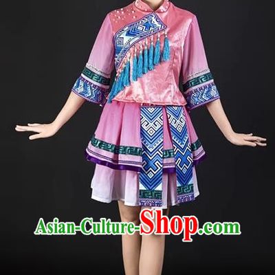 Pink Suit Ethnic Minority Clothing Zhuang Costume Double Skirt