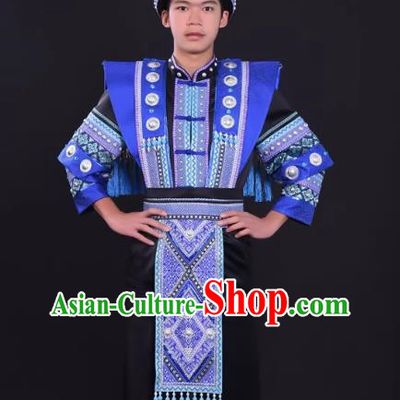 Zhuang Men Costume Host Costume Solo Performance Costume Black Men Suit