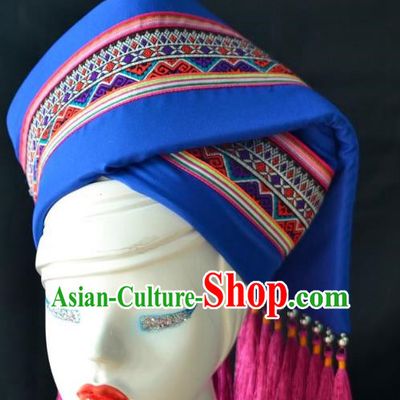 Guangxi Women Adult Minority Performance Hat Zhuang Nationality Folk Song Advanced Embroidery Handmade Headwear