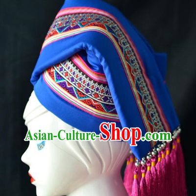 Guangxi Women Adult Minority Performance Hat Zhuang Nationality Folk Song Advanced Embroidery Handmade Headwear