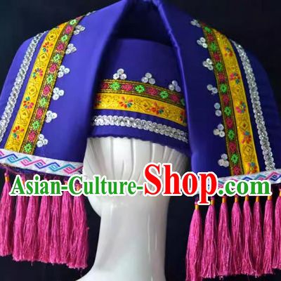 Guangxi Women Adult Minority Performance Hat Zhuang Nationality Folk Song Advanced Embroidery Handmade Headwear