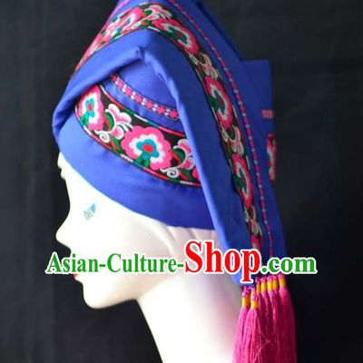 Guangxi Women Adult Minority Performance Hat Zhuang Nationality Folk Song Advanced Embroidery Handmade Headwear
