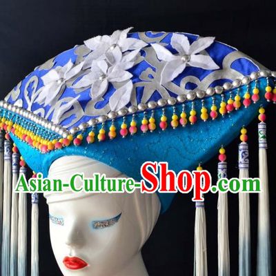 Guangxi Women Adult Minority Performance Hat Zhuang Nationality Folk Song Advanced Embroidery Handmade Headwear