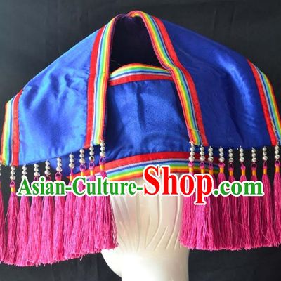 Guangxi Women Adult Minority Performance Hat Zhuang Nationality Folk Song Advanced Embroidery Handmade Headwear