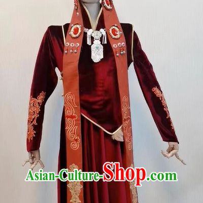 Tibetan Ethnic Minorities Upside Down Dance Costume Dance Drama Zhaojun Out Of The Fortress Dance Excerpt Dance Performance Costume
