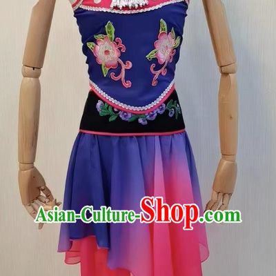 Ethnic Dance Performance Costumes Children Festive Yangko Fan Performance Costumes