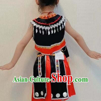 Ethnic Minority Lingling Girls Dance Costumes Miao, Yi, Dong, Zhuang, Yao Performance Costumes