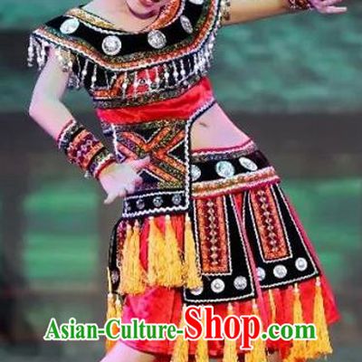 Children Dance Performance Costumes Girls Miao Zhuang Yao Minority Performance Costumes