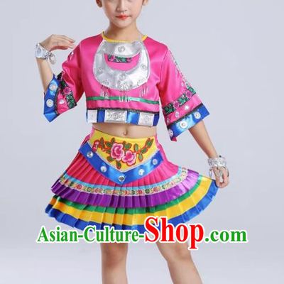 Children Dance Miao Sister Performance Costumes Miao Ethnic Minorities Stage Performance Costumes