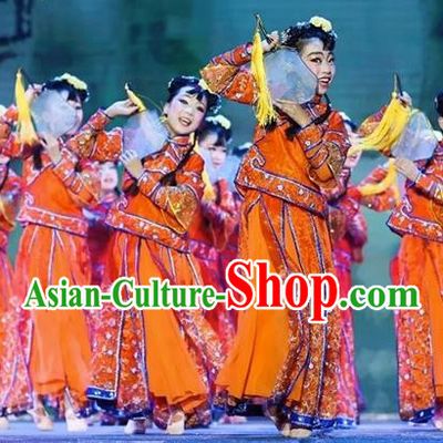 Children South Beauty Classical Dance Costumes Opening Doors Opening Dance National Festive Yangko Fan Dance Costumes