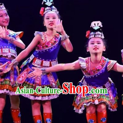 Dance Performance Costumes Children Miao And Dong Minority Dance Performance Costumes
