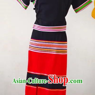 China Ethnic Wa Minority Costume 2 Piece National Festival Activity Costume National Dance Performance Costume