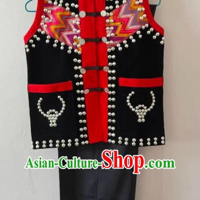 China Ethnic Yunnan Hani Minority Costumes National Festival Costumes Dance Performance Costumes