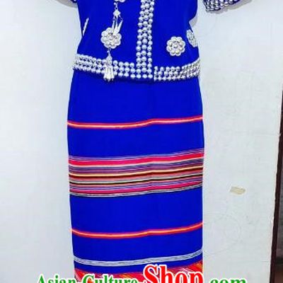 China Ethnic Yunnan Wa Minority Tops And Skirts 2 Sets Ethnic Festival Costumes Various Few Performing Dances