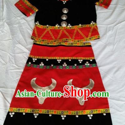 China Ethnic Ethnic Minority Miao Costume Performance Costume Female Adult Ethnic Style China Ethnic Yunnan Dehong Jingpo Minority Dance Costume Wa Minority Nationality