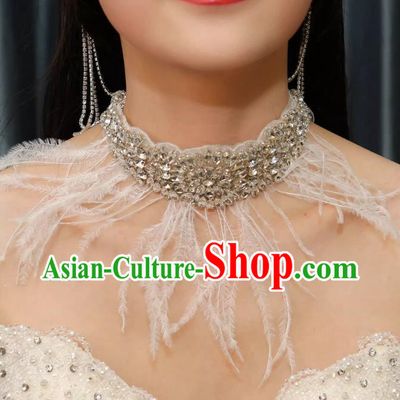 Vintage Luxury Dinner Party Feather Tassel Rhinestone Tiara Wedding Accessories Hair Accessories