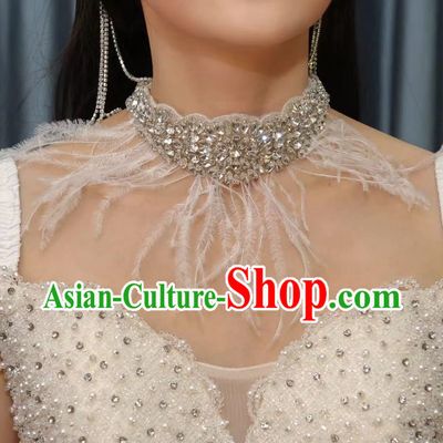 Vintage Luxury Dinner Party Feather Tassel Rhinestone Tiara Wedding Accessories Hair Accessories
