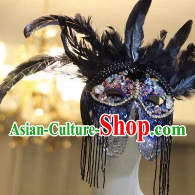 Indian Tribal Ethnic Feather Men's Mask Performance Art Catwalk Party Halloween