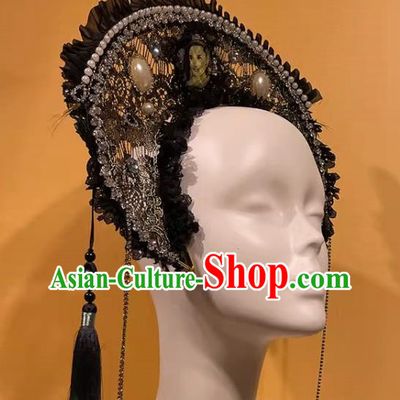 Our Lady's Crown Halo Headdress Exaggerated Design Catwalk Makeup Modeling Pearl Decoration