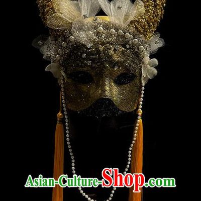 Chinese Hanfu Golden Tassel Mask Halloween Party Prom Mask