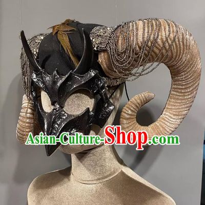 Horn Cosplay Headgear Show Halloween Carnival Dark Demon Horn Mask Party