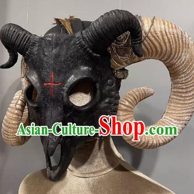 Horn Cosplay Headgear Show Halloween Carnival Dark Demon Horn Mask Party